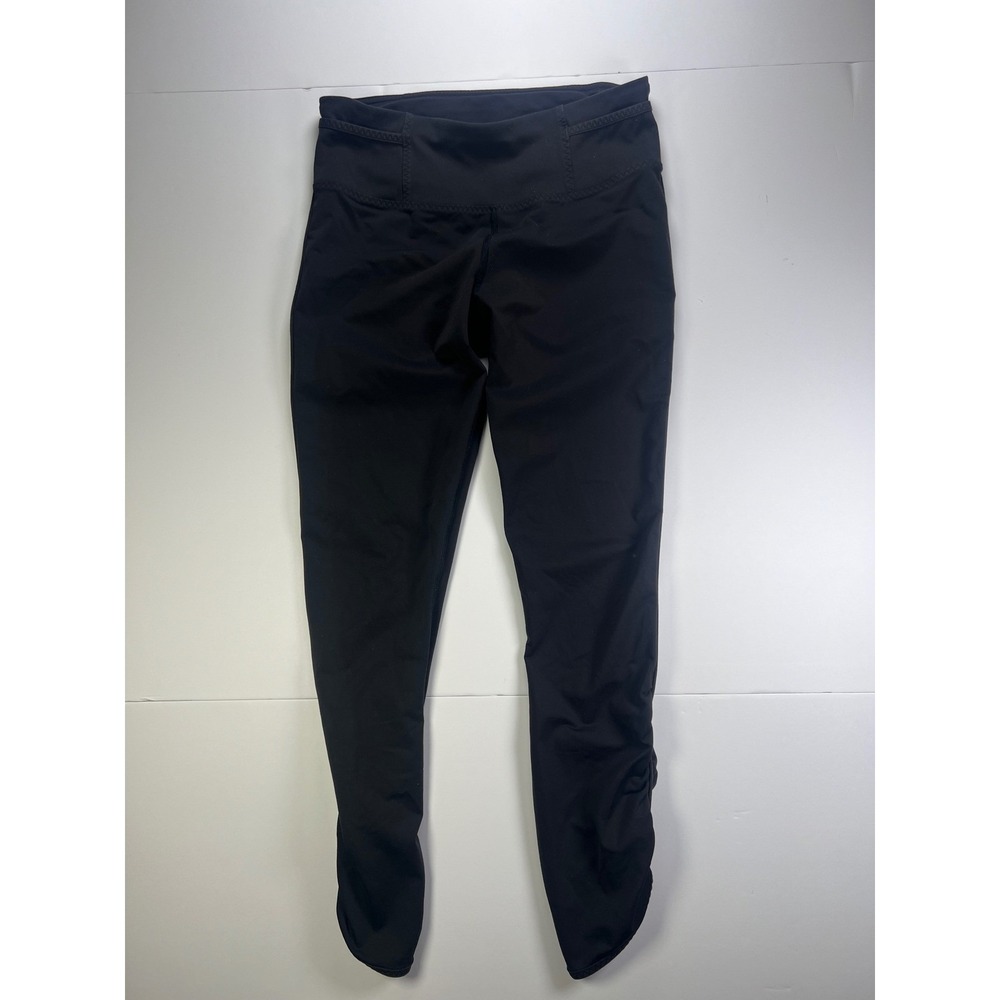 Lululemon Womens Size 6 Black Ruched Leg Zipper Pocket Running Leggings